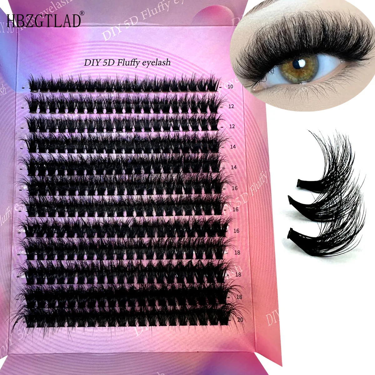 

DIY5D Fluffy Lash Clusters 100D Thick Eyelash Clusters CC Curl Wispy Individual Lashes 10-20mm Cluster Eyelash Extensions 240pcs