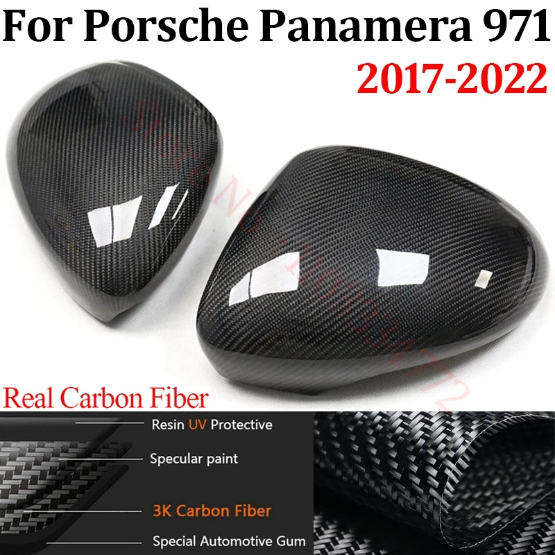 

Чехол для зеркала заднего вида Porsche Panamera 971 2017-2022, корпус из настоящего углеродного волокна для боковых зеркал, рама только для левого руля