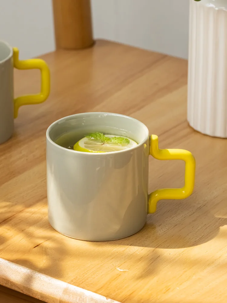 

Mugs Originality Handle Glass Afternoon Tea Coffee Office Ceramics Drinking Water Mugs Drinkware Soild Simple Practical