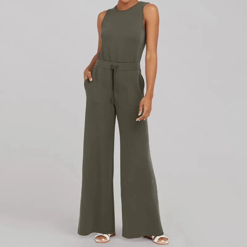 2023 Jumpsuits for Women Elegance Casual Women's Sleeveless Solid Color Lace-up Wide Leg Trouser Back Button Female Jumpsuit
2023 Jumpsuits for Women Elegance Casual Women's Sleeveless Solid Color Lace-up Wide Leg Trouser Back Button Female Jumpsuit