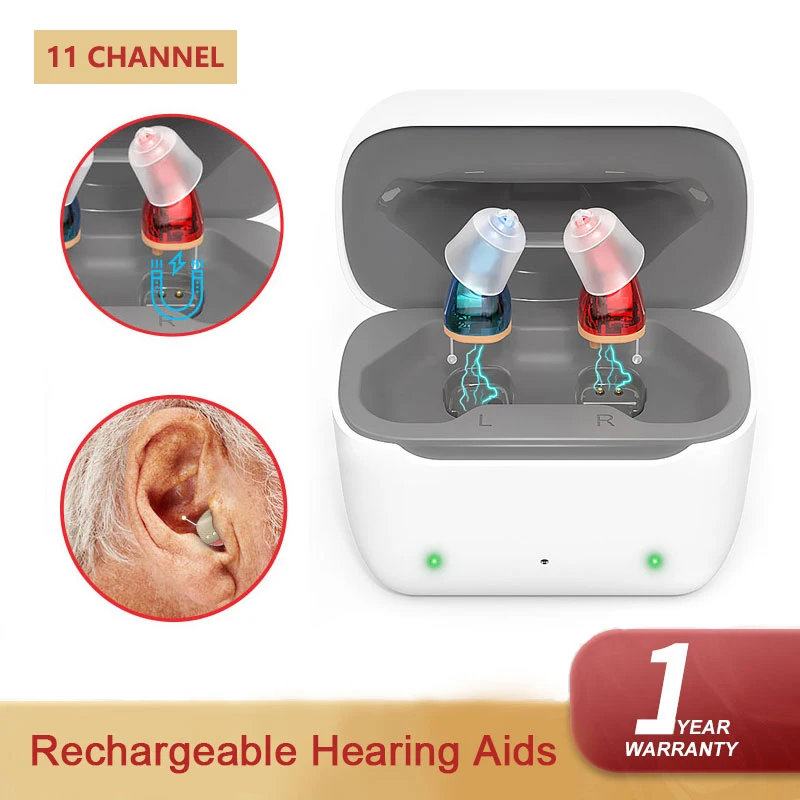 

Rechargeable Hearing Aid with Noise Cancelling Digital Hearing Aids For Deafness Elderly Invisible Sound Amplifier Audifonos