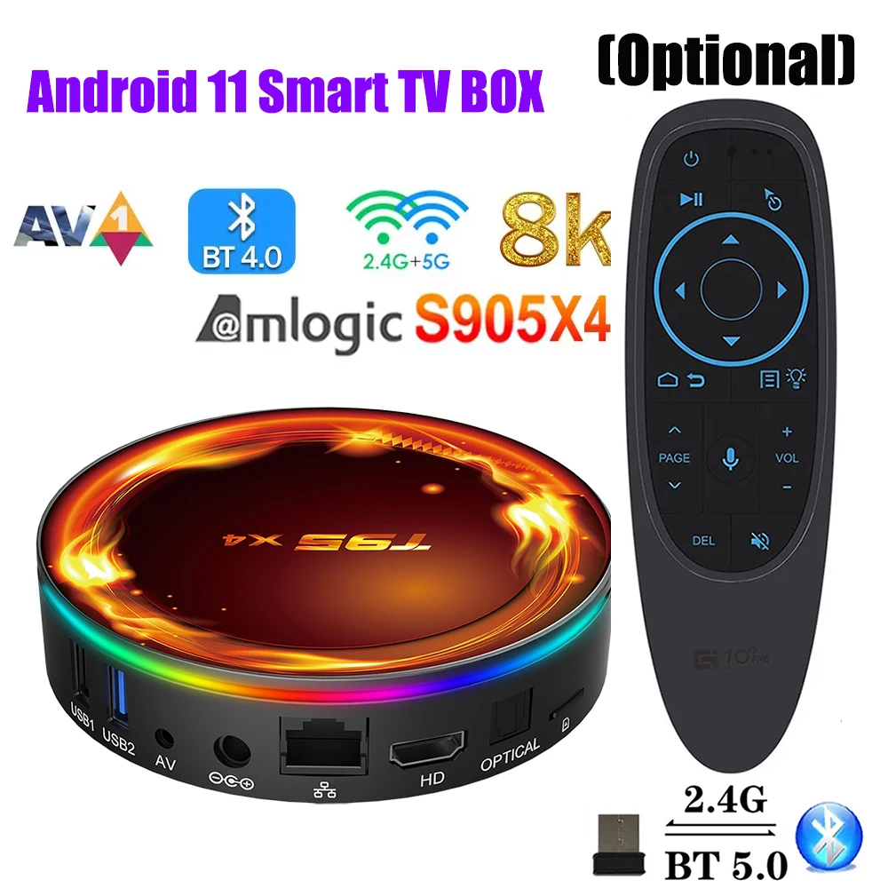 New T95X4 TV Box Android 11 4GB RAM DDR3 64GB X4 32GB Amlogic S905X4 WiFi 100M 4K X2K BT HD RGB LED Set Top TVBox
New T95X4 TV Box Android 11 4GB RAM DDR3 64GB X4 32GB Amlogic S905X4 WiFi 100M 4K X2K BT HD RGB LED Set Top TVBox