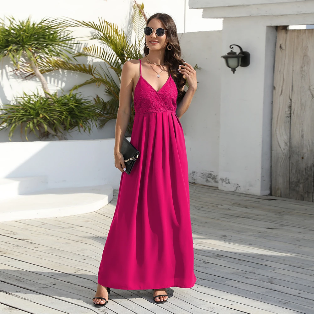 Sexy Spaghetti Strap Halter Lace Maxi Dress for Women Summer Wedding Party Swing Long Dresses
Sexy Spaghetti Strap Halter Lace Maxi Dress for Women Summer Wedding Party Swing Long Dresses