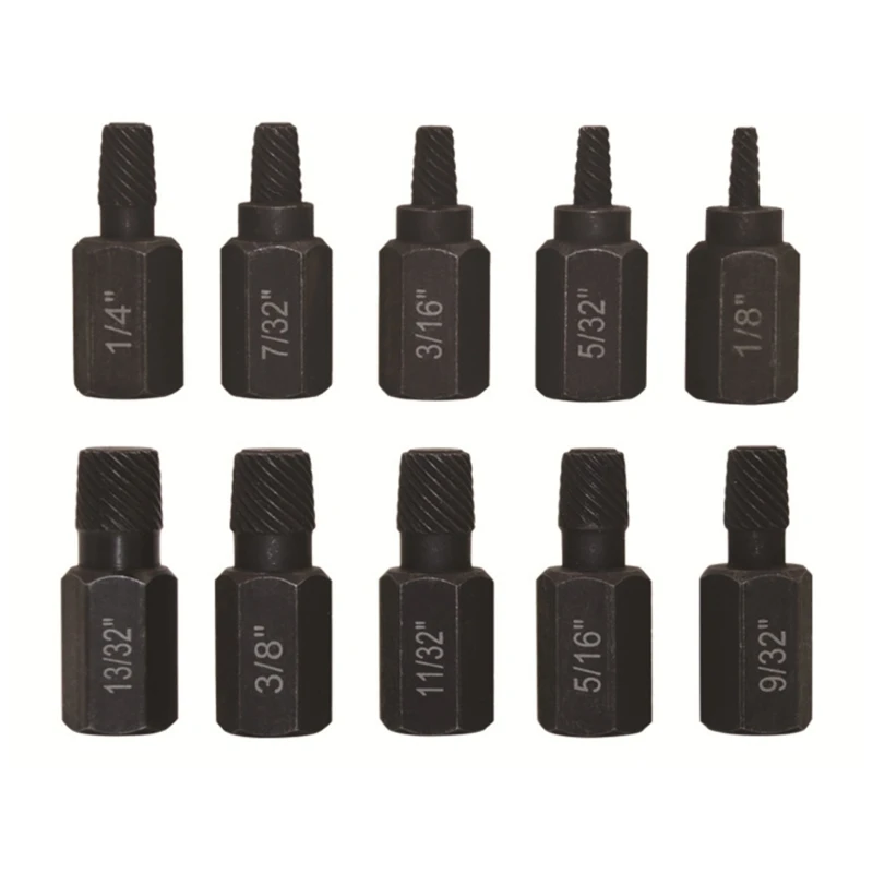 10PCS Heat-treated Screw Extractor Kit Easily and Quickly Remove Tools Easily Remove Stripped Screws Hexagonal Head
10PCS Heat-treated Screw Extractor Kit Easily and Quickly Remove Tools Easily Remove Stripped Screws Hexagonal Head