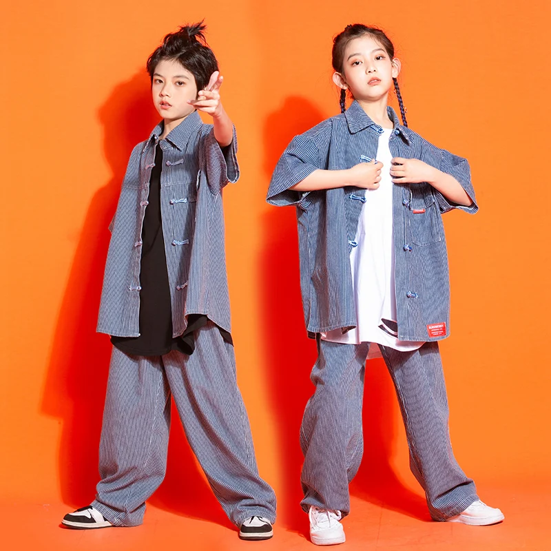 New Striped Denim Shirt Loose Pants Streetwear Children'S Hip Hop Dance Costume Girls Boys Jazz Performance Rave Clothes
New Striped Denim Shirt Loose Pants Streetwear Children'S Hip Hop Dance Costume Girls Boys Jazz Performance Rave Clothes