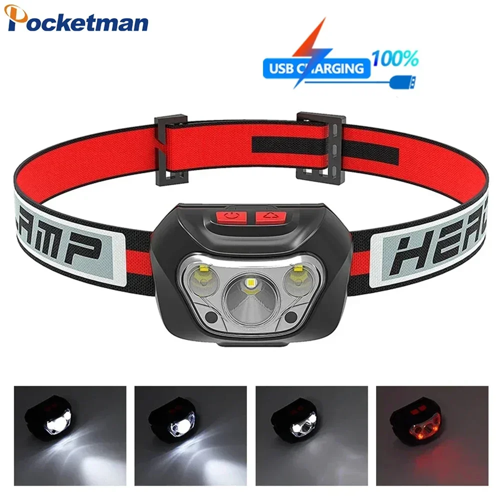 

Sduper Bright LED+COB Headlamp AAA Battery Powered 6 Lighting Modes Headlight Waterproof Head Lamp with Red Light
