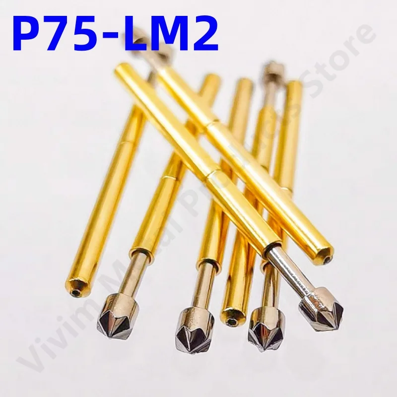 

100PCS Spring Test Probe P75-LM2 Test Pin Copper Nickel Plated Spring Test Pin Head Dia 1.30mm P75-LM Pogo Pin 1.02mm