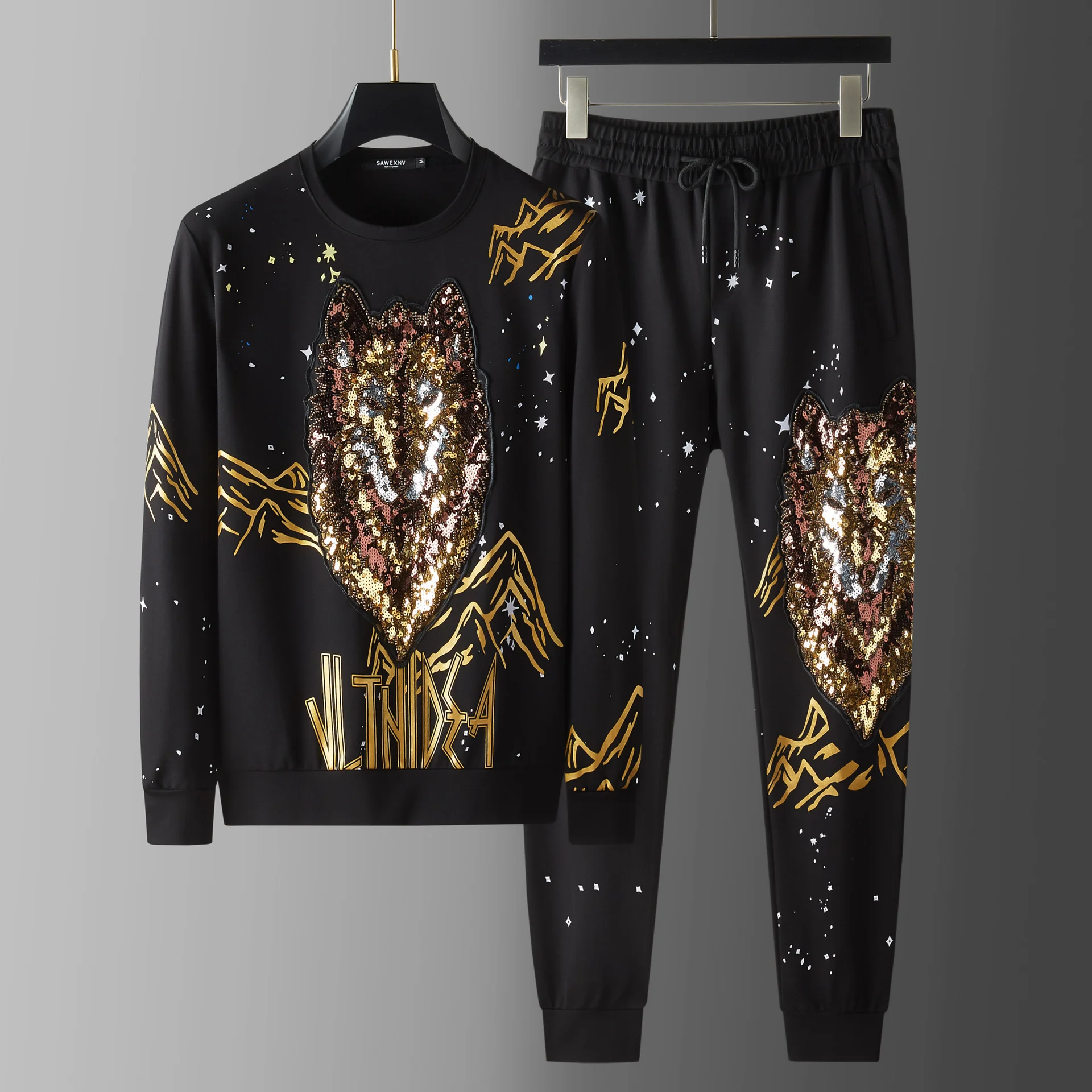 Luxury brand Men's spring autumn suit fashion slim personality net red tide wolf head hot diamond Sequin two-piece men
Luxury brand Men's spring autumn suit fashion slim personality net red tide wolf head hot diamond Sequin two-piece men
