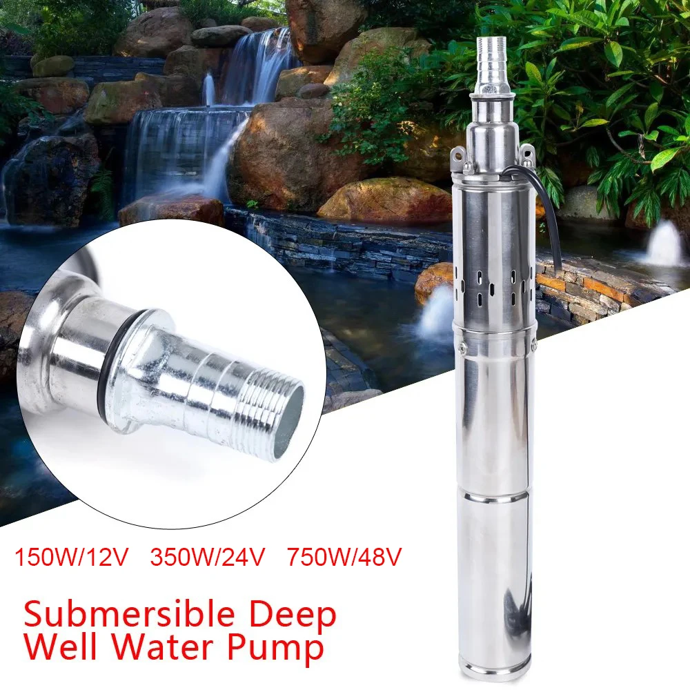 

750W 48V Solar System DC Deep Well Pump Flow 2T/H With MPPT Controller Solar Stainless Steel Submersible Pump for Agriculture