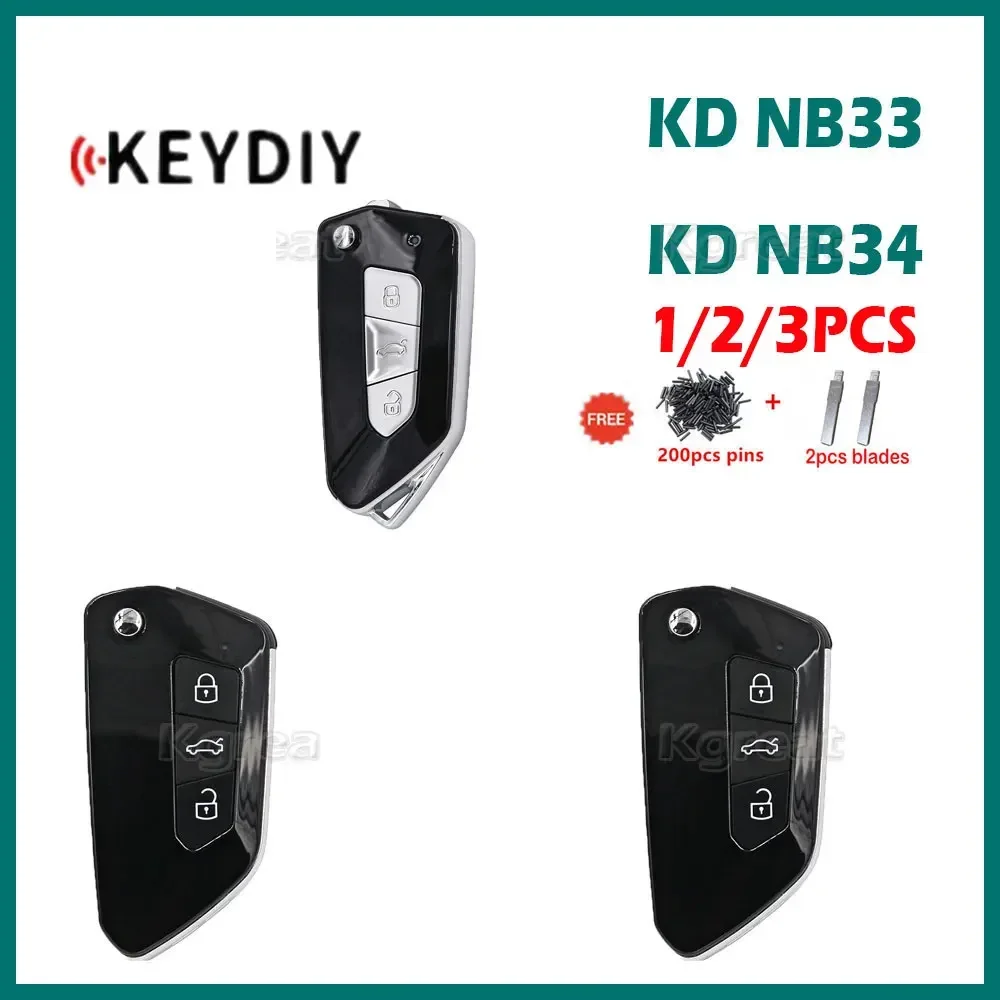 

1/2/3pcs KEYDIY KD NB33 NB34 Multifunctional Remote Key 3 Buttons Car Key for VW Style KD900/KD-X2/KD-MAX MINI Key Programmer