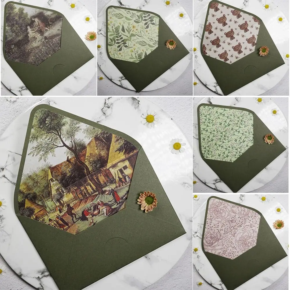 5pcs New Oil Painting Vintage Printing Lining Avocado Green Series Invitation Envelopes Wedding Invitations Card Envelopes
5pcs New Oil Painting Vintage Printing Lining Avocado Green Series Invitation Envelopes Wedding Invitations Card Envelopes