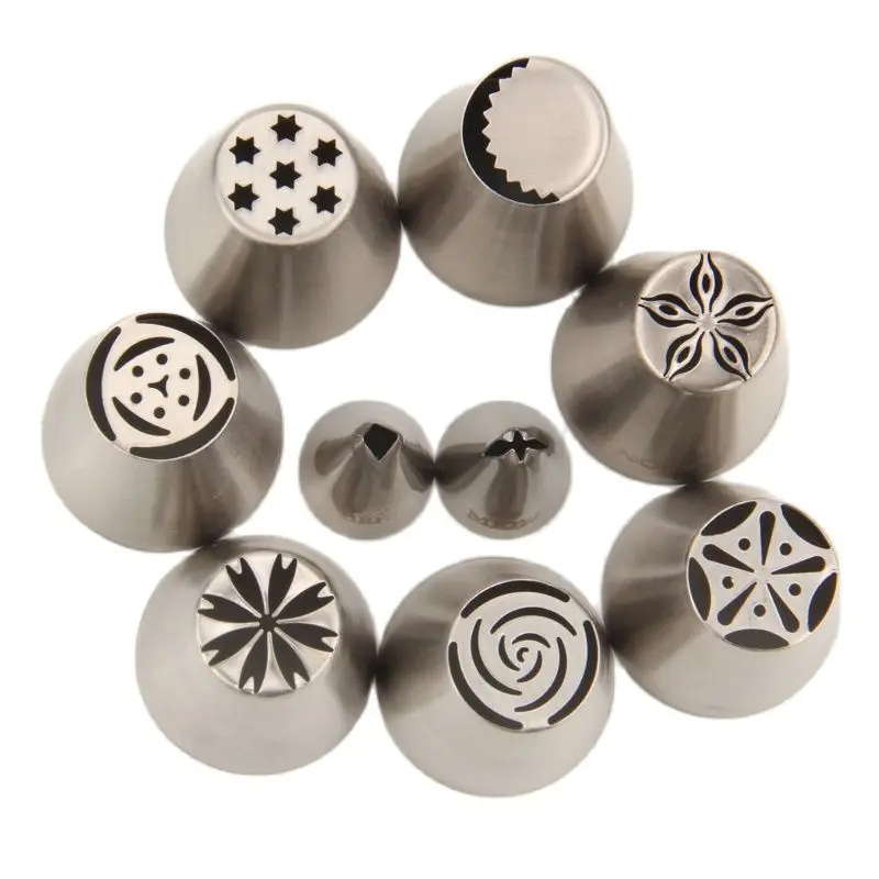 Free Shipping 9pcs Stainless Steel Cake Decorating Piping Tips DIY Cupcake Nozzles Set with Tri-Color Coupler RF002
Free Shipping 9pcs Stainless Steel Cake Decorating Piping Tips DIY Cupcake Nozzles Set with Tri-Color Coupler RF002