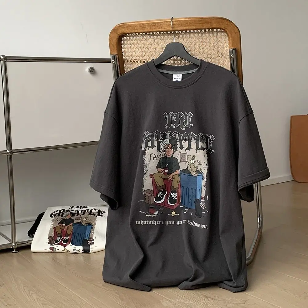 American high street cartoon character printed suede short-sleeved men trendy ins hip-hop loose Korean style niche casual top
American high street cartoon character printed suede short-sleeved men trendy ins hip-hop loose Korean style niche casual top