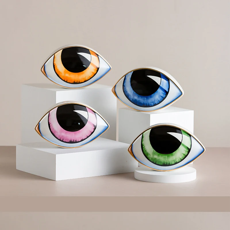 

Nordic Style Ceramic Devil's Eye Home Decor Furnishing Abstract Ornament Sculpture Statues Study New Room Decoration Gift Giving