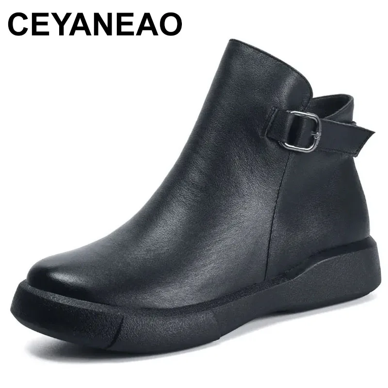 Women Genuine Leather Boots 2023 New Genuine Leather Side Zipper Round Toe Autumn Winter Warm Shoes Flat Ankle Boots
Women Genuine Leather Boots 2023 New Genuine Leather Side Zipper Round Toe Autumn Winter Warm Shoes Flat Ankle Boots