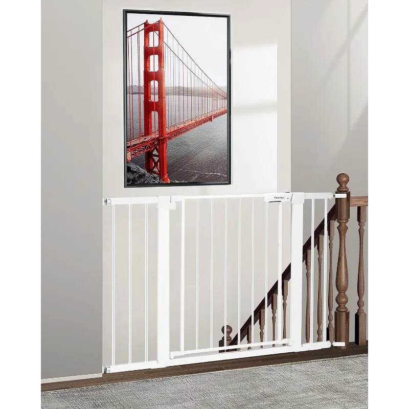 

Safety Baby Gate for Stairs, Auto Close Pressure Mounted Easy Walk Thru Dog Pet Gate for The House, Doorways