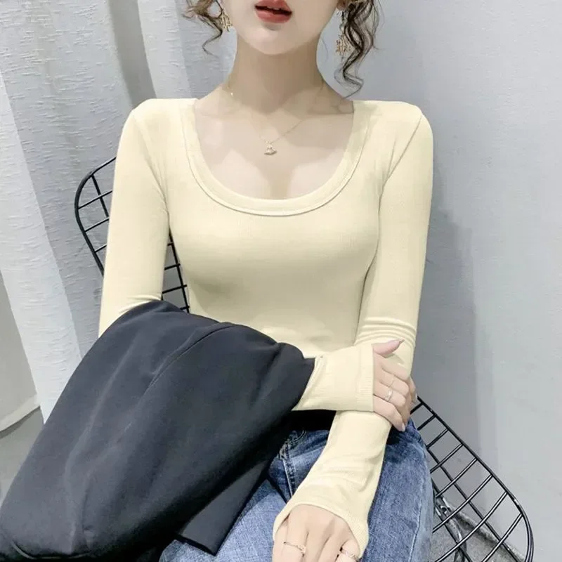 Solid U-neck Top Long Low T-shirt Color Women's Sleeve Shirt Thread Cotton Neck Underwear Slim Body Winter With Thermal Base
Solid U-neck Top Long Low T-shirt Color Women's Sleeve Shirt Thread Cotton Neck Underwear Slim Body Winter With Thermal Base