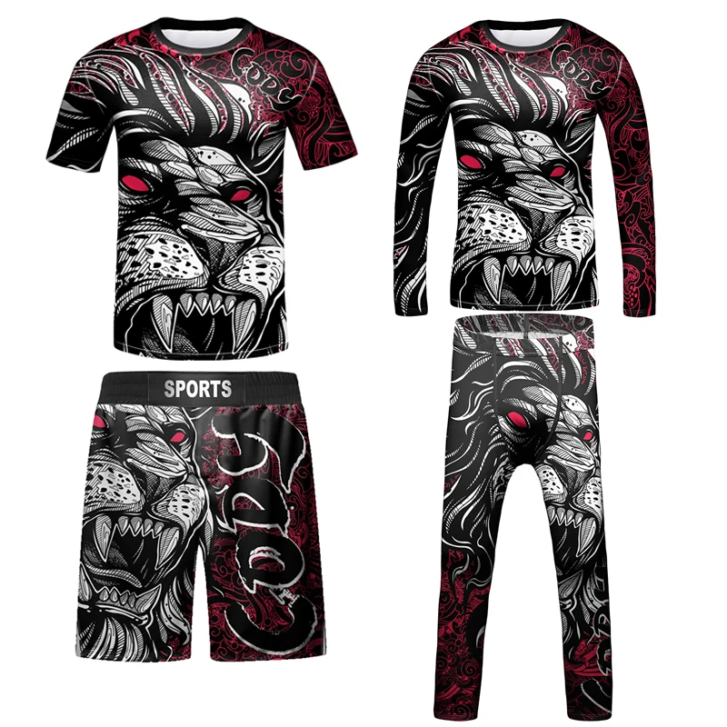 

Kid MMA Rashguard Jiu jitsu T-shirt+Pant Sets Bjj Gi Kickboxing Clothing Boys Children Muay Thai Shorts MMA Compression Shirts