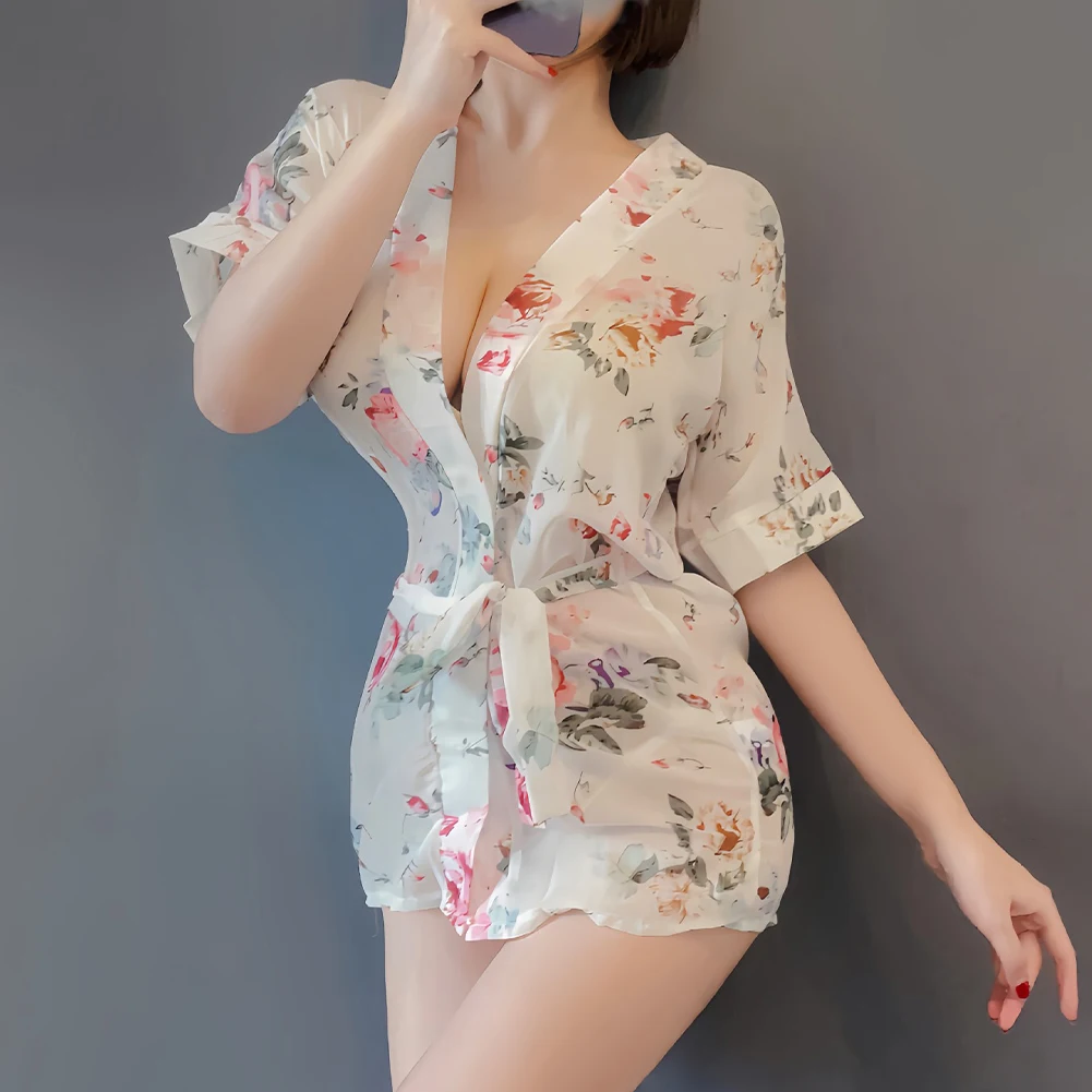 New Women Sexy Suspender Lingerie Flower Chiffon Print Nightgown Set Erotic Underwear Pajamas Transparent Ladies Mini Sleepwear
New Women Sexy Suspender Lingerie Flower Chiffon Print Nightgown Set Erotic Underwear Pajamas Transparent Ladies Mini Sleepwear
