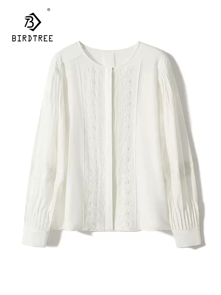 BirdTree, 30%Mulberry Silk 70% Cotton Elegant Shirt, Women Long Sleeve O Neck Lace, French Commute Blouse, 2024 Spring T43526QC
BirdTree, 30%Mulberry Silk 70% Cotton Elegant Shirt, Women Long Sleeve O Neck Lace, French Commute Blouse, 2024 Spring T43526QC