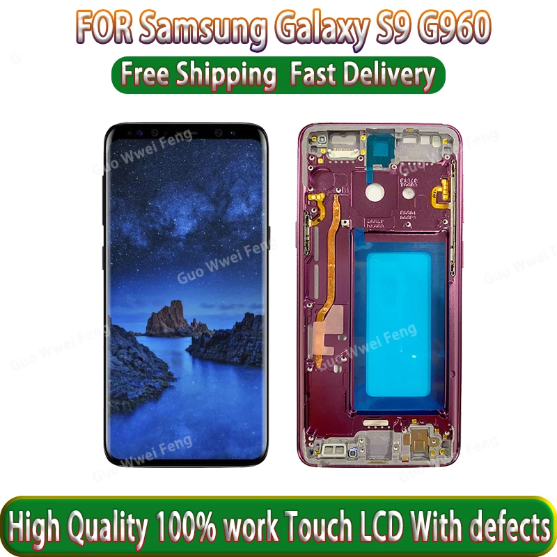 

FOR S9 Super AMOLED Display For SAMSUNG Galaxy 5.8 inches S9 G960F LCD G960 With Frame Display Touch Screen Digitizer Assembly