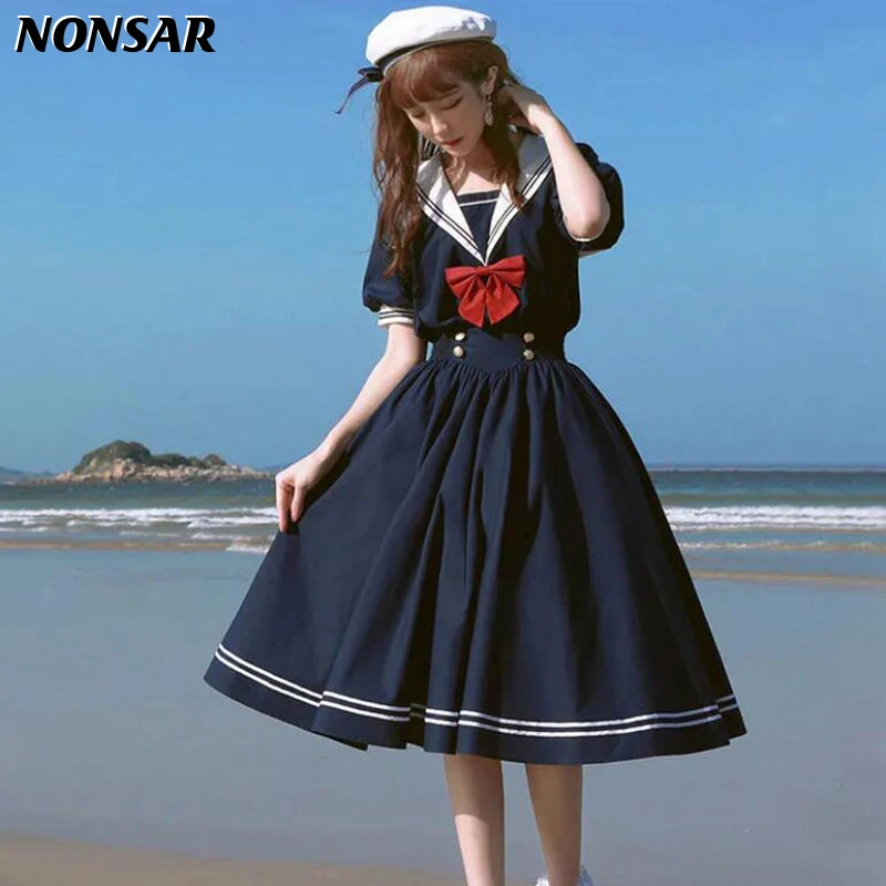 NONSAR College Style Dress Female Summer New Student Wild Loose Navy Collar For Young Girl
NONSAR College Style Dress Female Summer New Student Wild Loose Navy Collar For Young Girl