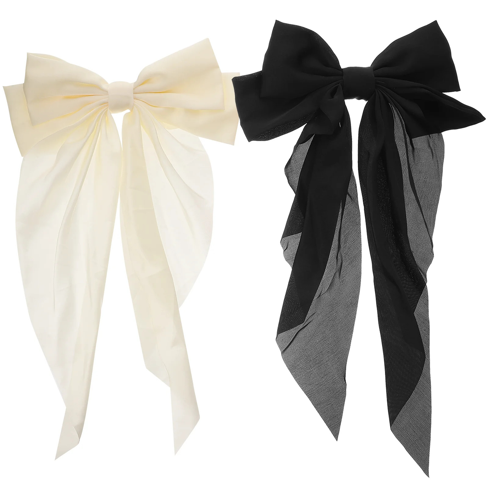 

2 Pcs Barrettes for Thick Hair Big Bow Clip Black Bows Ribbons Women Ponytail Halloween Accessories Teen Girls