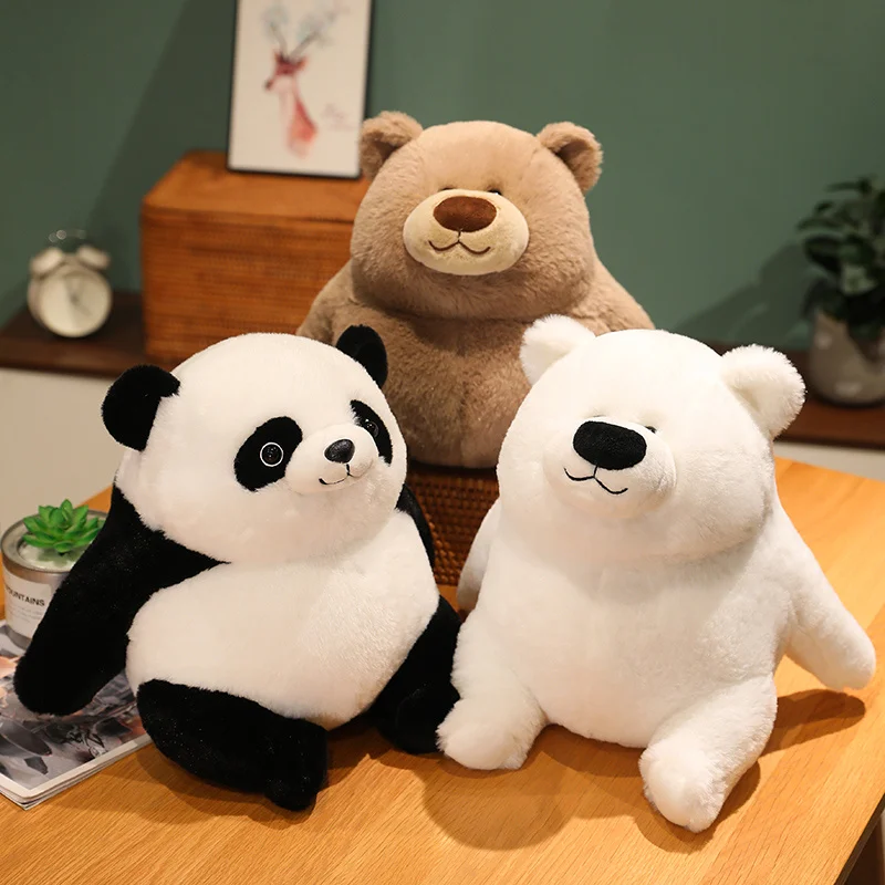 

Kawaii PP Cotton Bears Plush Toy Cartoon Bear Stuffed Grizzly Gray White Bear Panda Doll Kids Love Christmas Birthday Gifts