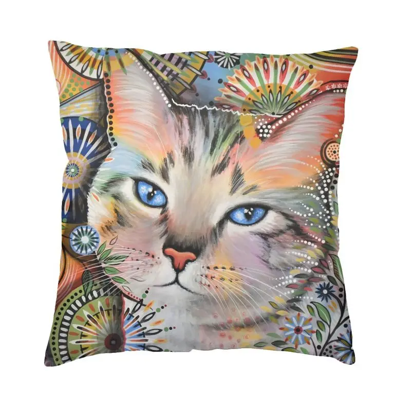 

Абстрактная кошка, искусство, живопись, наволочка, двусторонняя печать, котенок, декоративная подушка, искусство для автомобиля, индивидуальная подушка, искусство домашнего декора