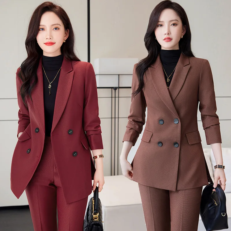 

2023 Business Suit Women's Autumn Fashion New Korean Style Lightly Mature Goddess Temperament Orange Blazer Overalls