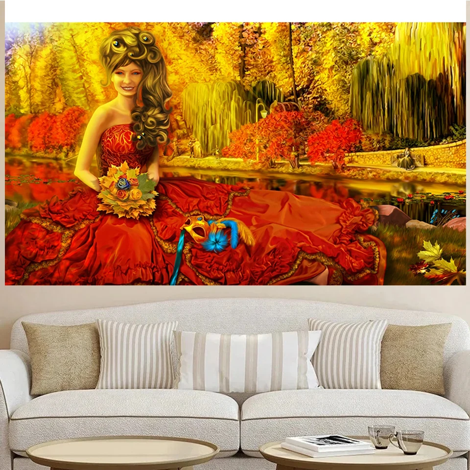 

Алмазная 5d картина 2024Diy с пейзажем и женской вышивкой мозаика полная круглая квадратная Алмазная Вышивка крестом украшение для дома