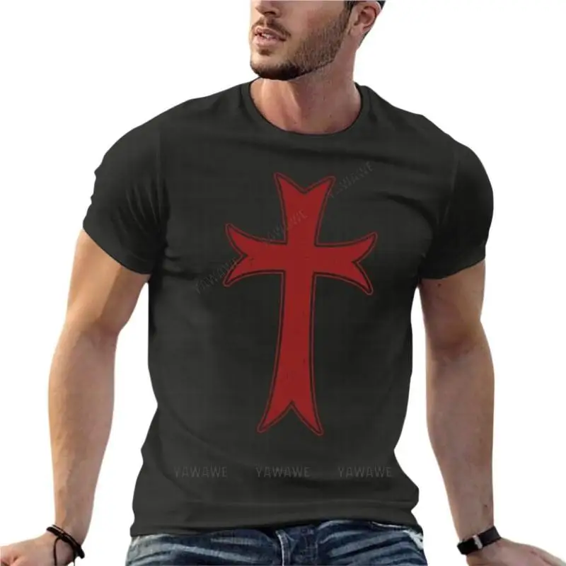 

Knights Templar Crusader Cross Oversize T Shirts Harajuku Men'S Clothes 100% Cotton Streetwear Plus Size Tops Tee