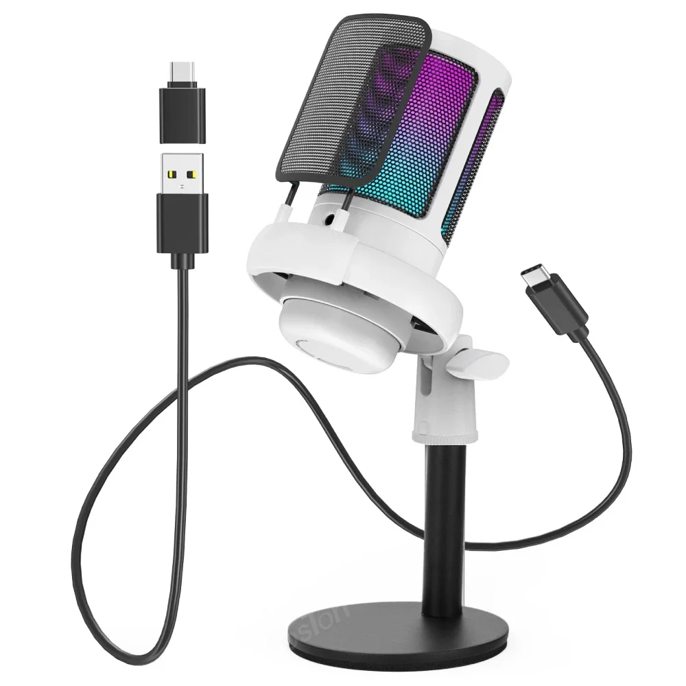 RGB Gaming Microphone for PS4 PC Computer Phone Streaming Studio Recording USB Condenser Microphone with Stand Pop Filter
RGB Gaming Microphone for PS4 PC Computer Phone Streaming Studio Recording USB Condenser Microphone with Stand Pop Filter