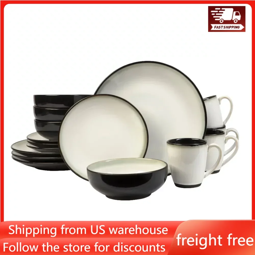 

Dinnerware Sets Service for 4 Tableware Black 16 Pieces Set Sashimi Plate Free Shipping Ceramic Dishes to Eat Dish Plates Dinner