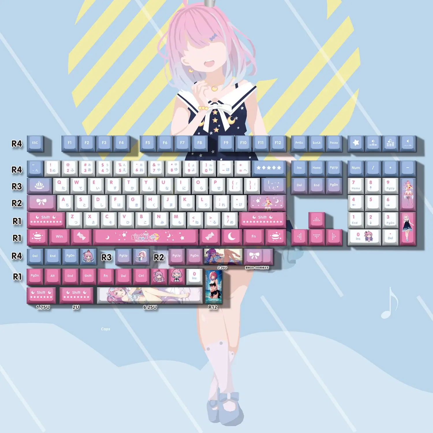 Himemori Luna 132 клавишная крышка Vtuber Hololive крышка клавиши PBT краска Сублимация Cherry MX Переключатель перекрестных осей клавиатура механическая клавиатура
Himemori Luna 132 клавишная крышка Vtuber Hololive крышка клавиши PBT краска Сублимация Cherry MX Переключатель перекрестных осей клавиатура механическая клавиатура