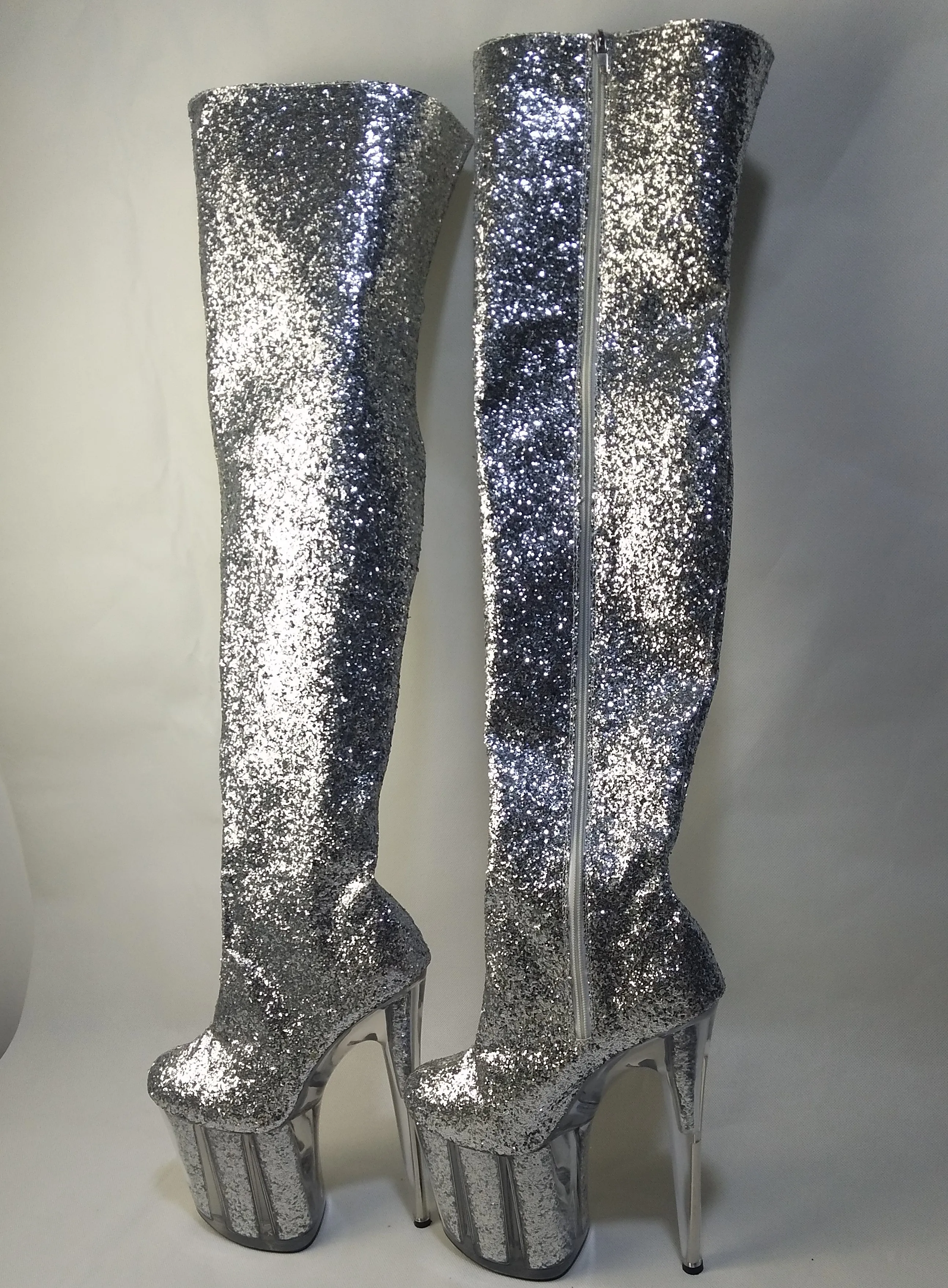 Shining Silver 20CM Ultra High Heels Boots Barreled Platform Fashion PU 8 Inch Performance Shoes Sexy Thigh Highdance shoes
Shining Silver 20CM Ultra High Heels Boots Barreled Platform Fashion PU 8 Inch Performance Shoes Sexy Thigh Highdance shoes