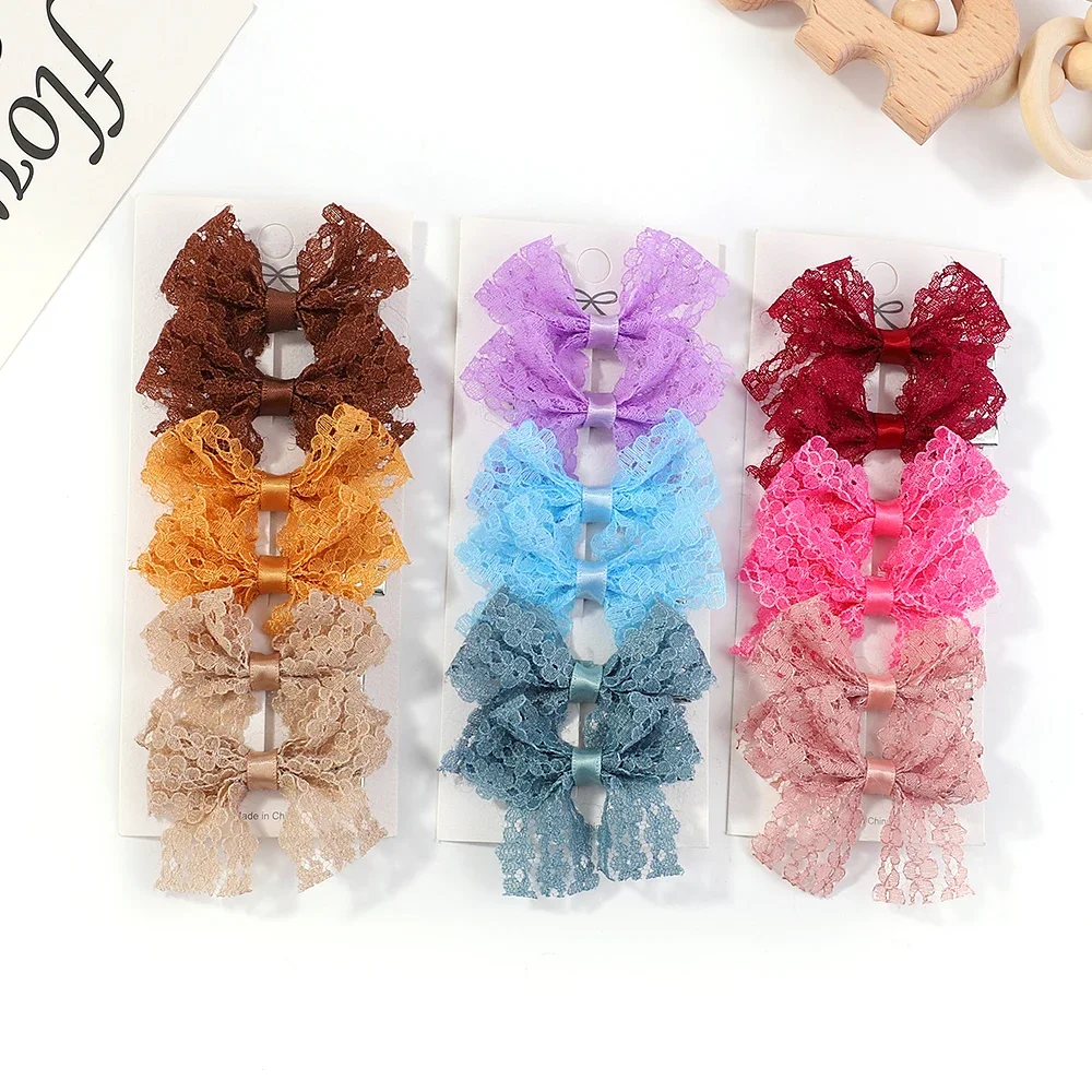 

6pcs/set New Sweet Lovely Girls Kids Cloth Lace Lolita Bow Hairpin Hair Clips Princess Hair Accessories Baby Barrettes Wholesale