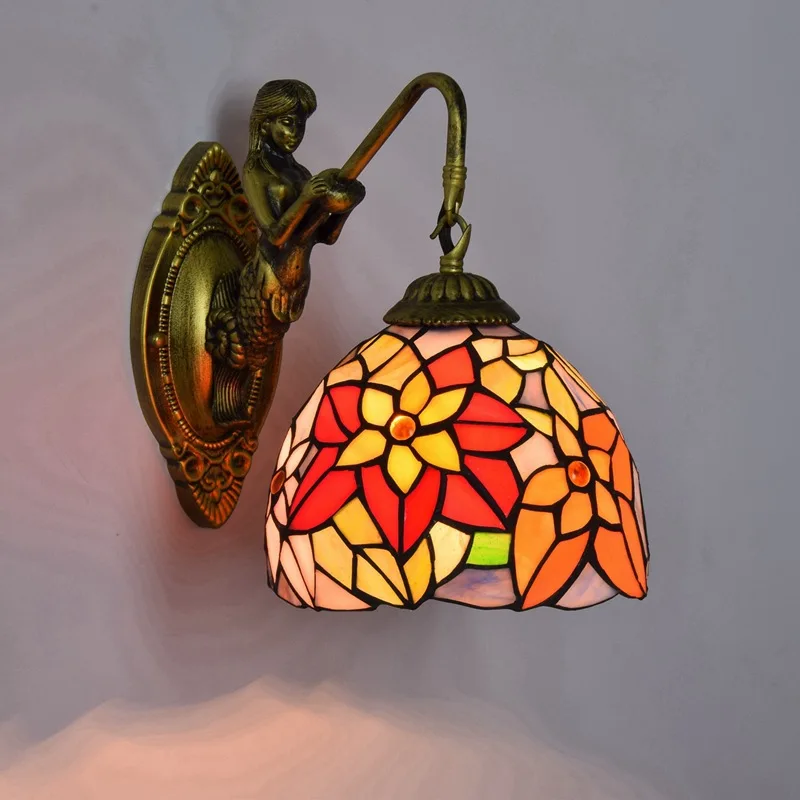 

20CM Stained Glass Living Room Dining Room Bedroom Bar Clubhouse Aisle Balcony Tiffany Wall Light