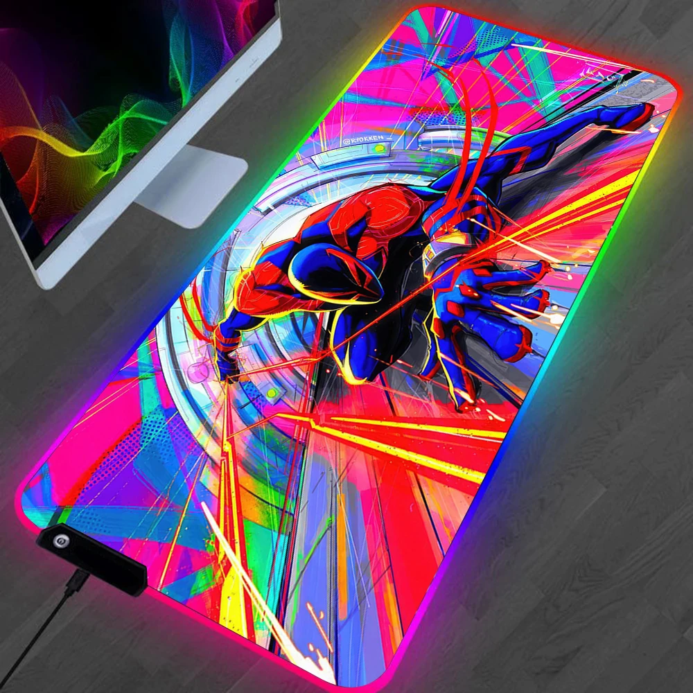 

LED Gaming Mousepads Large Desk Mat PC Gamer XL Mousepad RGB Mouse Pad Luminous Spider-Mans Mouses Mice Mats With Backlight