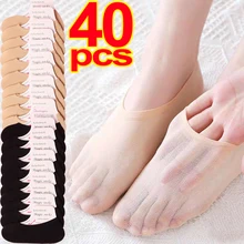 40pcs Summer Invisible Footsies Shoe Liner Trainer Ballerina Women Boat Socks Ladies Thin Sock Slippers Transparent Shallow Sox