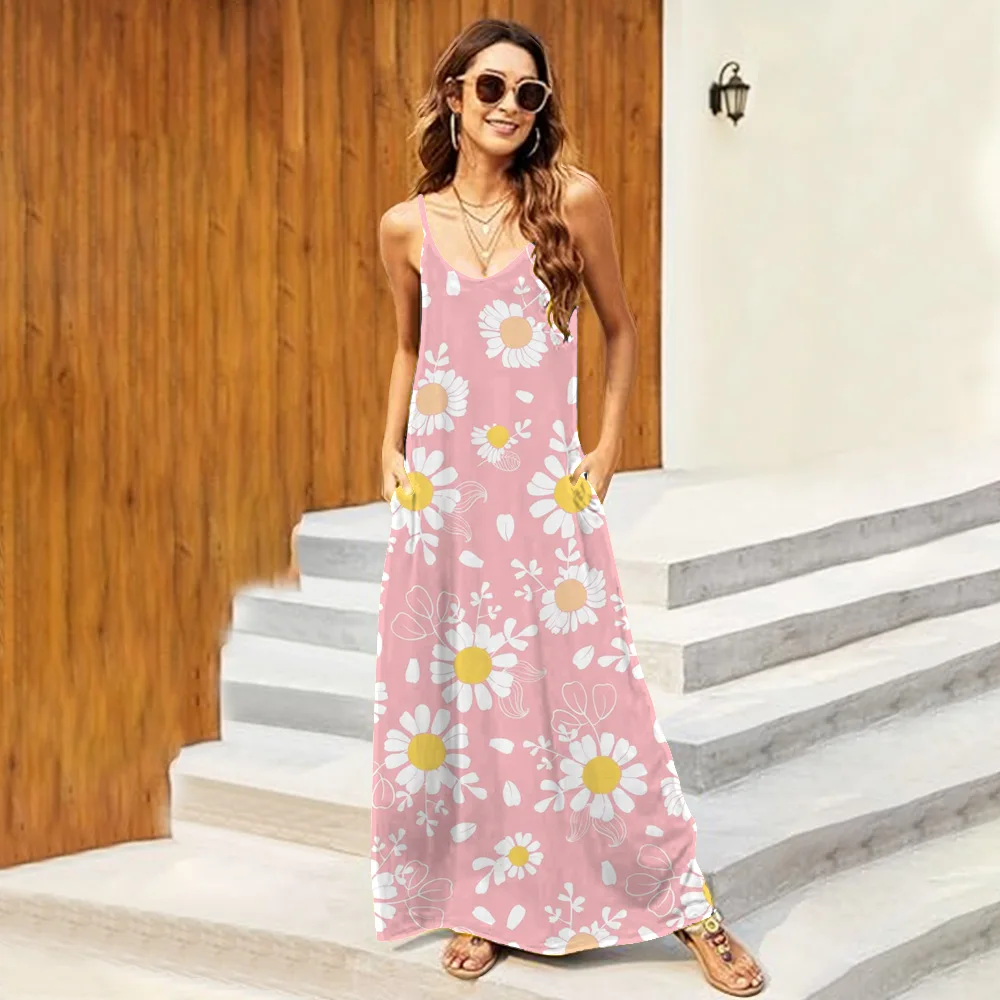 Elegant Long Dresses Summer Slim Basic Dress Sleeveless Tops V Neck Evening Party Y2K Clothes Women's Daisy Printed Dresses 2024
Elegant Long Dresses Summer Slim Basic Dress Sleeveless Tops V Neck Evening Party Y2K Clothes Women's Daisy Printed Dresses 2024