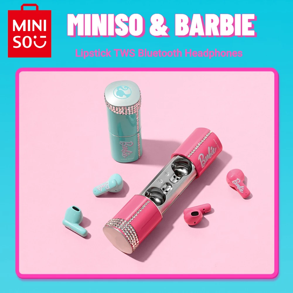 

New Genuine MINISO Barbie Daylight Shine Series Creative Lipstick TWS Bluetooth Headset SX-211 Noise Reduction Girl Gift