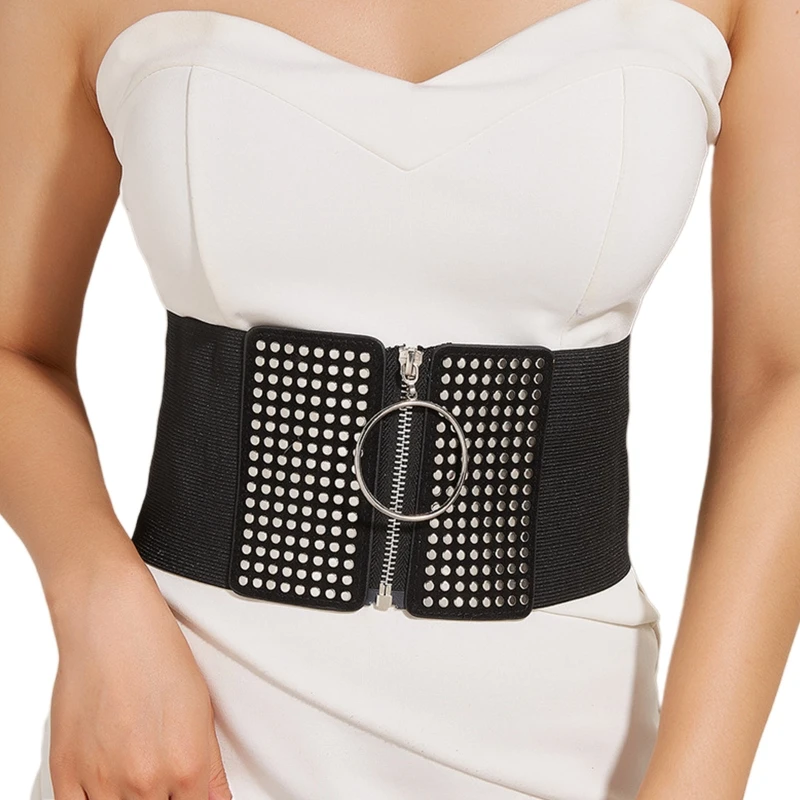 

Gothic Solid Color Lift Up Female Waist Corset Wide PU Leather Belt Women Fashion Slimming Waistband Elasticity Corsets