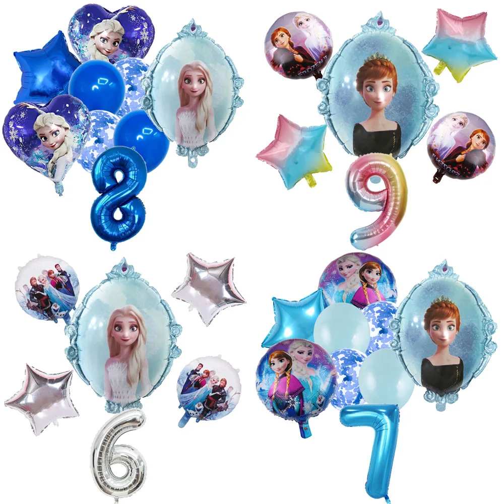 

Cartoon Disney Princess Frozen Elsa Anna Mirror Theme Birthday Party Decoration Latex Digital Balloon Set Baby Shower Girl Gift