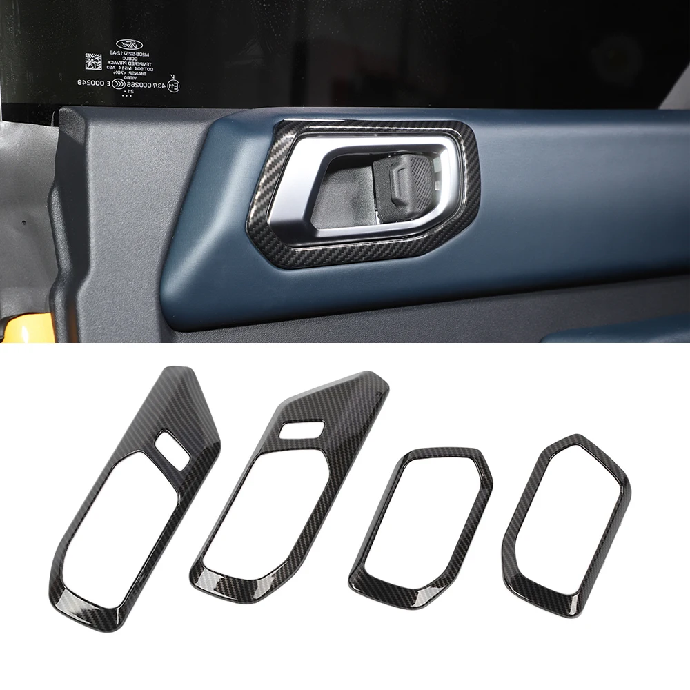 

Car Inner Door Grab Handle Decorate Cover Trim Sticker for Ford Bronco 2021 2022 Accessories Styling ABS Carbon Fiber Chrome Red