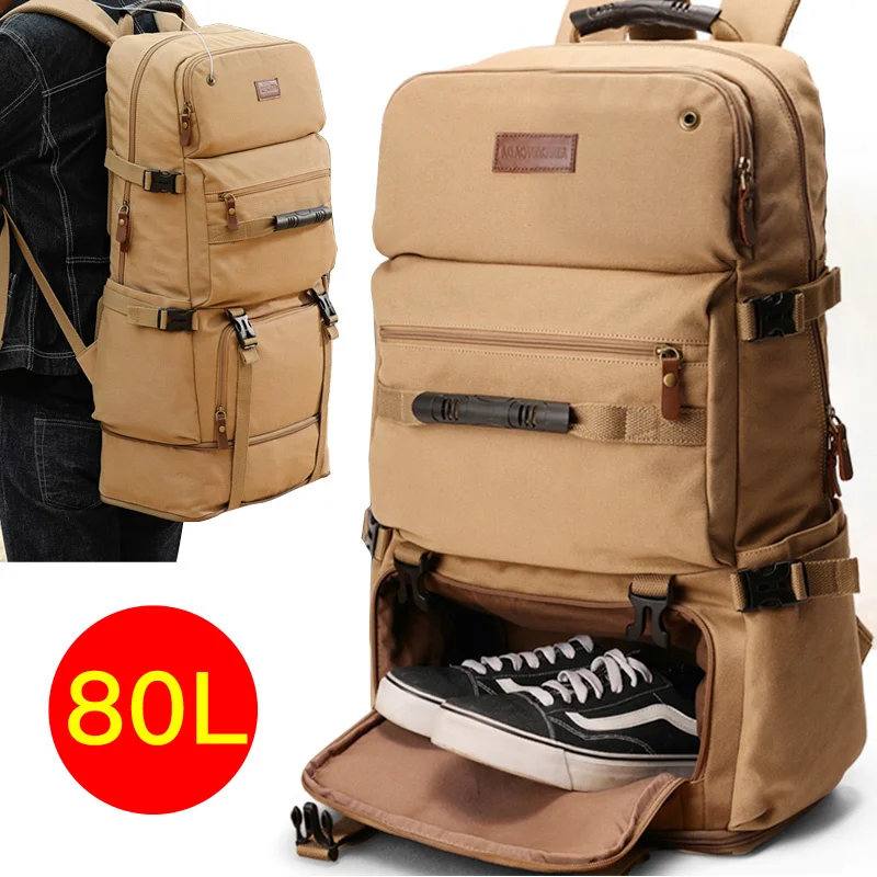 80L Large Capacity Backpack Multifunction Canvas Luggage Backpacks Men Travel Bag With Shoe Pocket Moutaineering Package Bags
80L Large Capacity Backpack Multifunction Canvas Luggage Backpacks Men Travel Bag With Shoe Pocket Moutaineering Package Bags