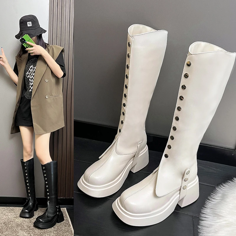 

Boots Boots-Women Clogs Platform Round Toe Female Shoes Winter Footwear Sexy Thigh High Heels High Sexy 2023 Lolita Ladies Leat