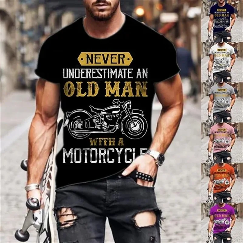 

Футболка мужская с 3D принтом никогда не подучит старого человека с мотоциклом, Повседневная Винтажная футболка, оригинальные топы