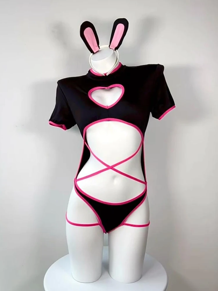 Anime Sexy Cat Girl Bodysuit Cosplay Costume Bunny Girl Uniform Cute Hollow Bandage Underwear Black and Pink Lingerie Swimsuit
Anime Sexy Cat Girl Bodysuit Cosplay Costume Bunny Girl Uniform Cute Hollow Bandage Underwear Black and Pink Lingerie Swimsuit