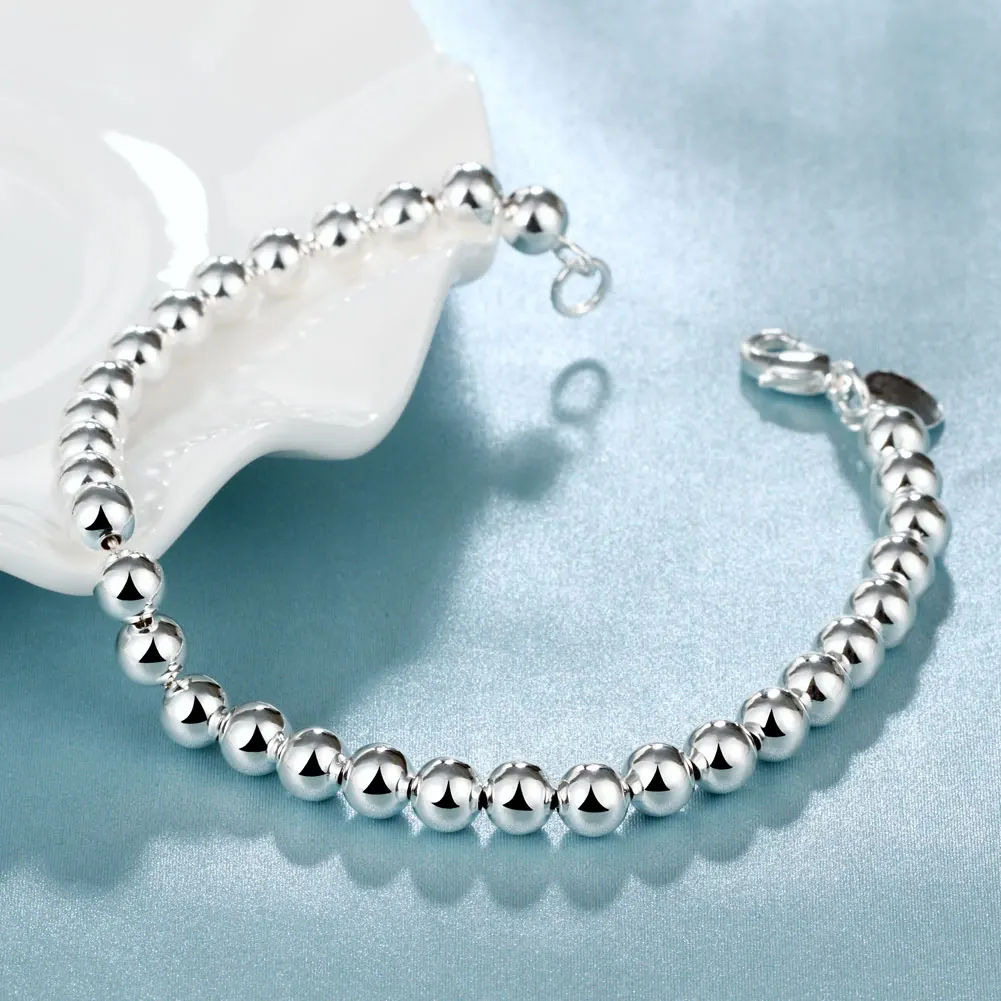 Hot Sale Fashion 925 Sterling Silver Bracelets for Woman Man Classic 6mm Bead Chain Wedding Party Christmas Gifts Jewelry
Hot Sale Fashion 925 Sterling Silver Bracelets for Woman Man Classic 6mm Bead Chain Wedding Party Christmas Gifts Jewelry